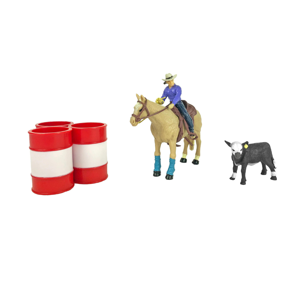 Big Country Toy All Round Cowgirl with Barrels and Calf