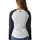 Bullzye Womens Sunset Steer Raglan Tee - White Marle/Navy