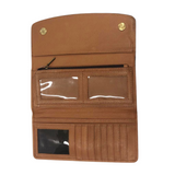 Cowhide Flap Tooled Leather Wallet - Tan/White