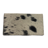 Cowhide Slim Tooled Leather Wallet - Black/White