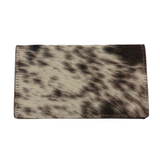 Cowhide Slim Tooled Leather Wallet - Brown/White
