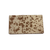 Cowhide Slim Tooled Leather Wallet - Tan/White