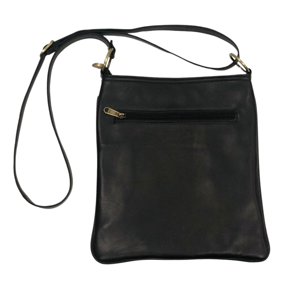 Cowhide Leather Sling Tooled Leather Bag - Black/White