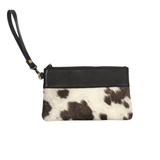 Cowhide Handy Clutch - Brown/White