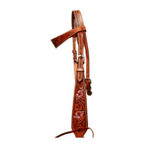 Fort Worth Pink Floral Carved Headstall