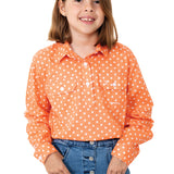 Just Country Girls Harper Workshirt - Coral Polkadots