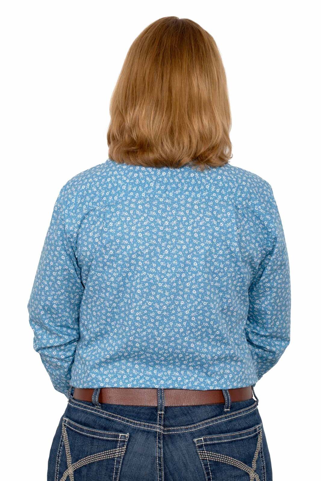 Just Country Womens Abbey Full Button Print Workshirt - Blue Hibiscus