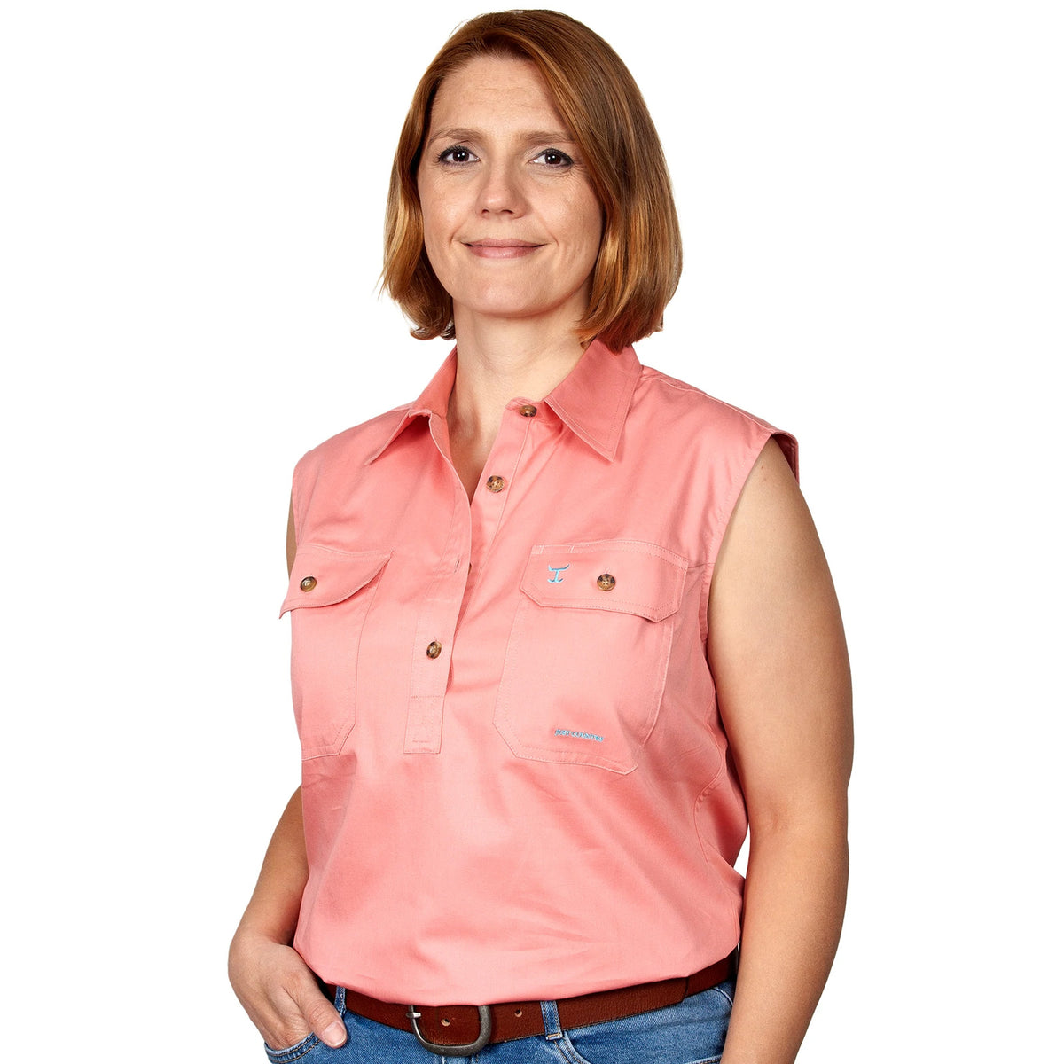 Just Country Womens Kerry Sleeveless Workshirt - Blush