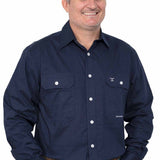 Just Country Mens Austin Full Button Print Workshirt - Navy Dots
