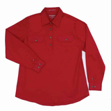 Just Country Womens Jahna Half Button Workshirt - Chilli