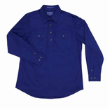 Just Country Womens Jahna Half Button Workshirt - Cobalt