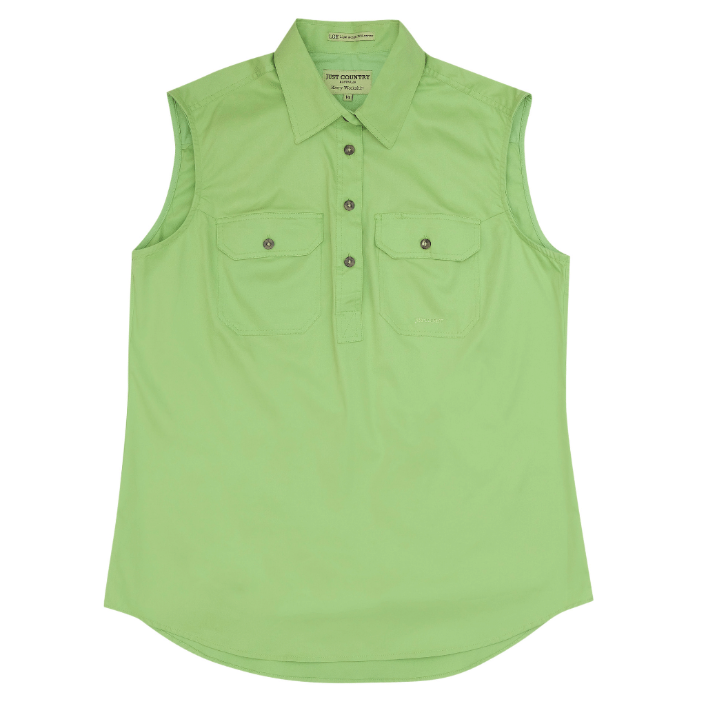 Just Country Womens Kerry Sleeveless Workshirt - Lime Green