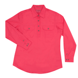 Just Country Womens Jahna Half Button Workshirt - Hot Pink