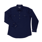 Just Country Womens Jahna Half Button Workshirt - Navy