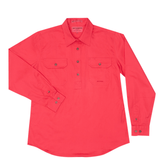 Just Country Womens Jahna Half Button Workshirt - Raspberry