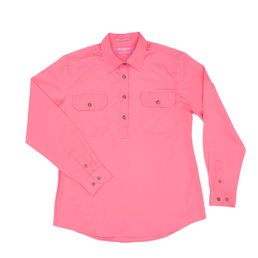 Just Country Womens Jahna Half Button Workshirt - Rose