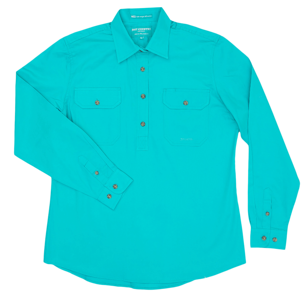 Just Country Womens Jahna Half Button Workshirt - Turquoise