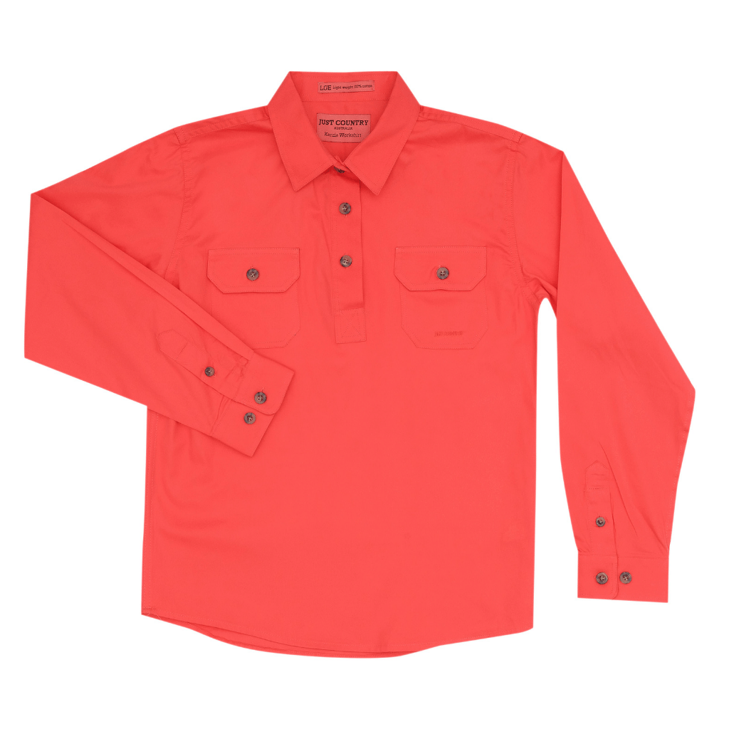 Just Country Girls Kenzie Workshirt - Hot Coral