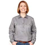 Just Country Womens Jahna Half Button Workshirt - Steel Grey