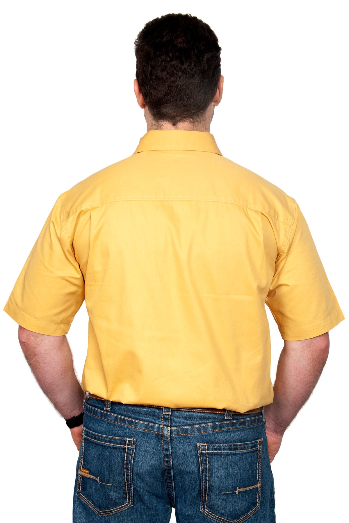 Just Country Mens Adam Short Sleeve Workshirt - Mustard