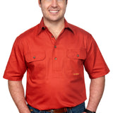 Just Country Mens Adam Short Sleeve Workshirt - Rust