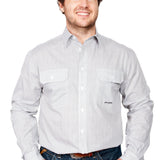 Just Country Mens Austin Full Button Print Workshirt - White Spots