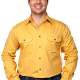 Just Country Mens Evan Full Button Workshirt - Mustard