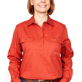 Just Country Womens Jahna Half Button Workshirt - Rust