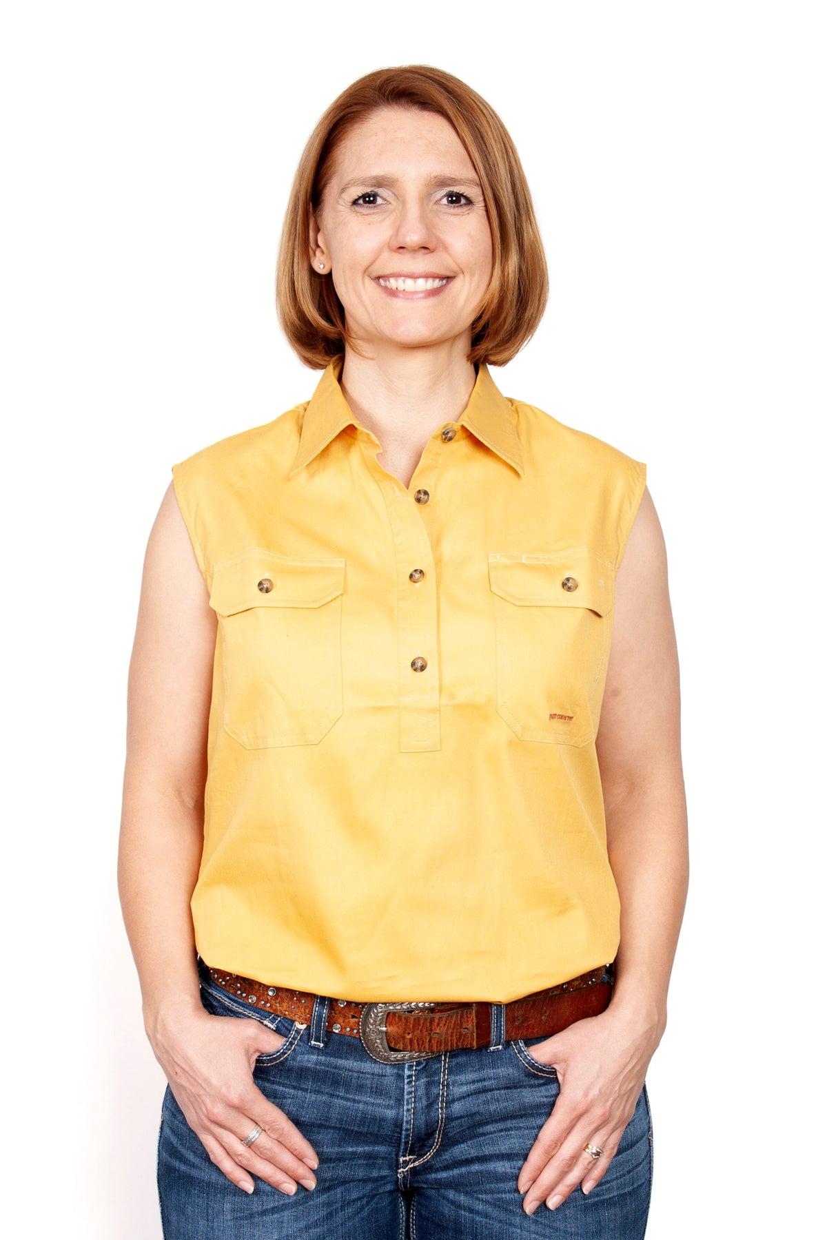 Just Country Womens Kerry Sleeveless Workshirt - Mustard