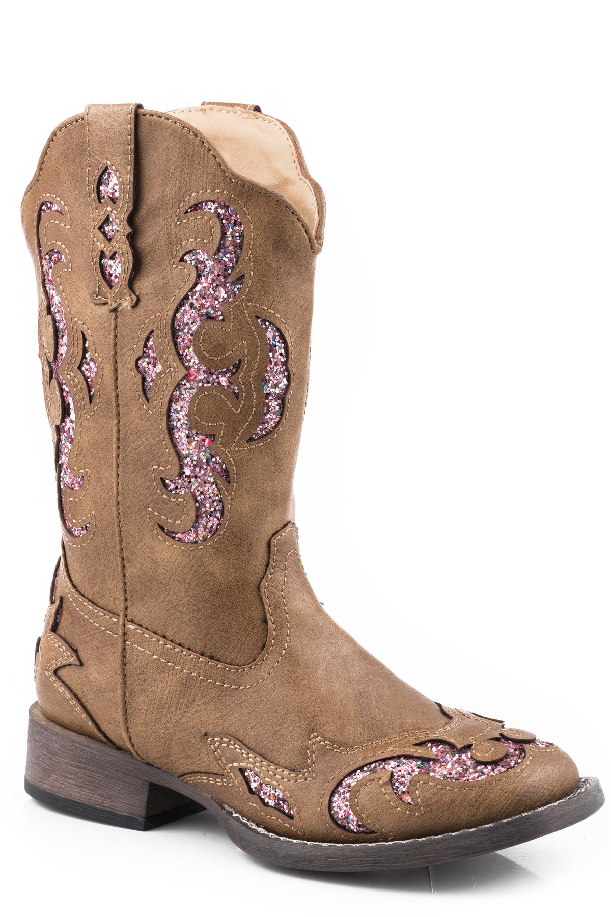 Roper Kids Glitter Gypsy - Tan/Pink Glitter