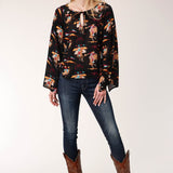 Roper Womens Five Star Collection Blouse Print - Black
