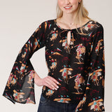 Roper Womens Five Star Collection Blouse Print - Black