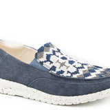 Roper Womens Hang Loose Slip On - Denim Blue Aztec Canvas