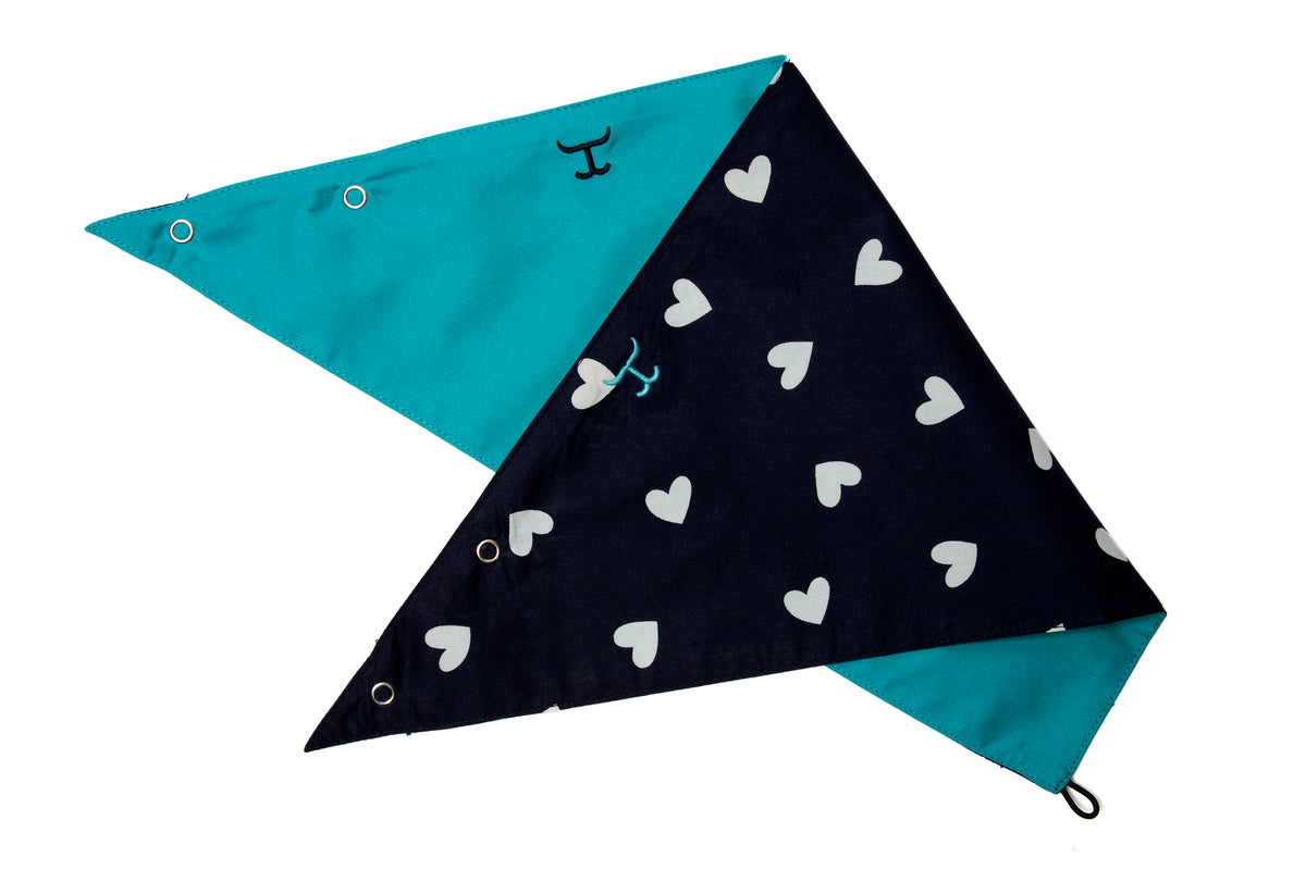 Just Country Womens Carlee Double Sided Scarf - Turquoise/Navy Hearts