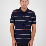 Swanndri Mens Concord Stripe Polo - Navy
