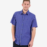 Swanndri Mens Russell Shirt - Mid Blue Check