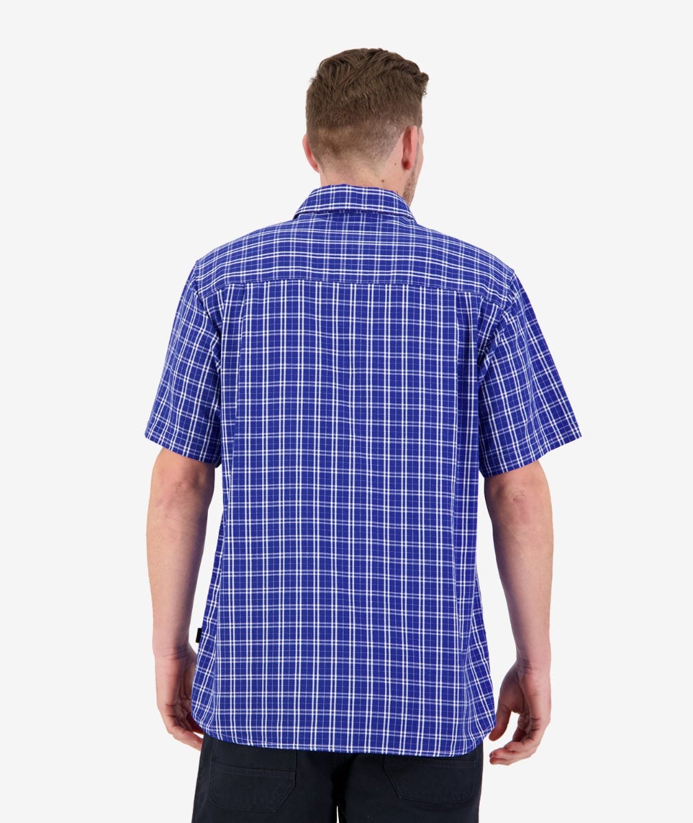 Swanndri Mens Russell Shirt - Mid Blue Check