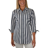 Thomas Cook Womens Lidia Long Line 3/4 Sleeve Shirt - Dark Navy/White