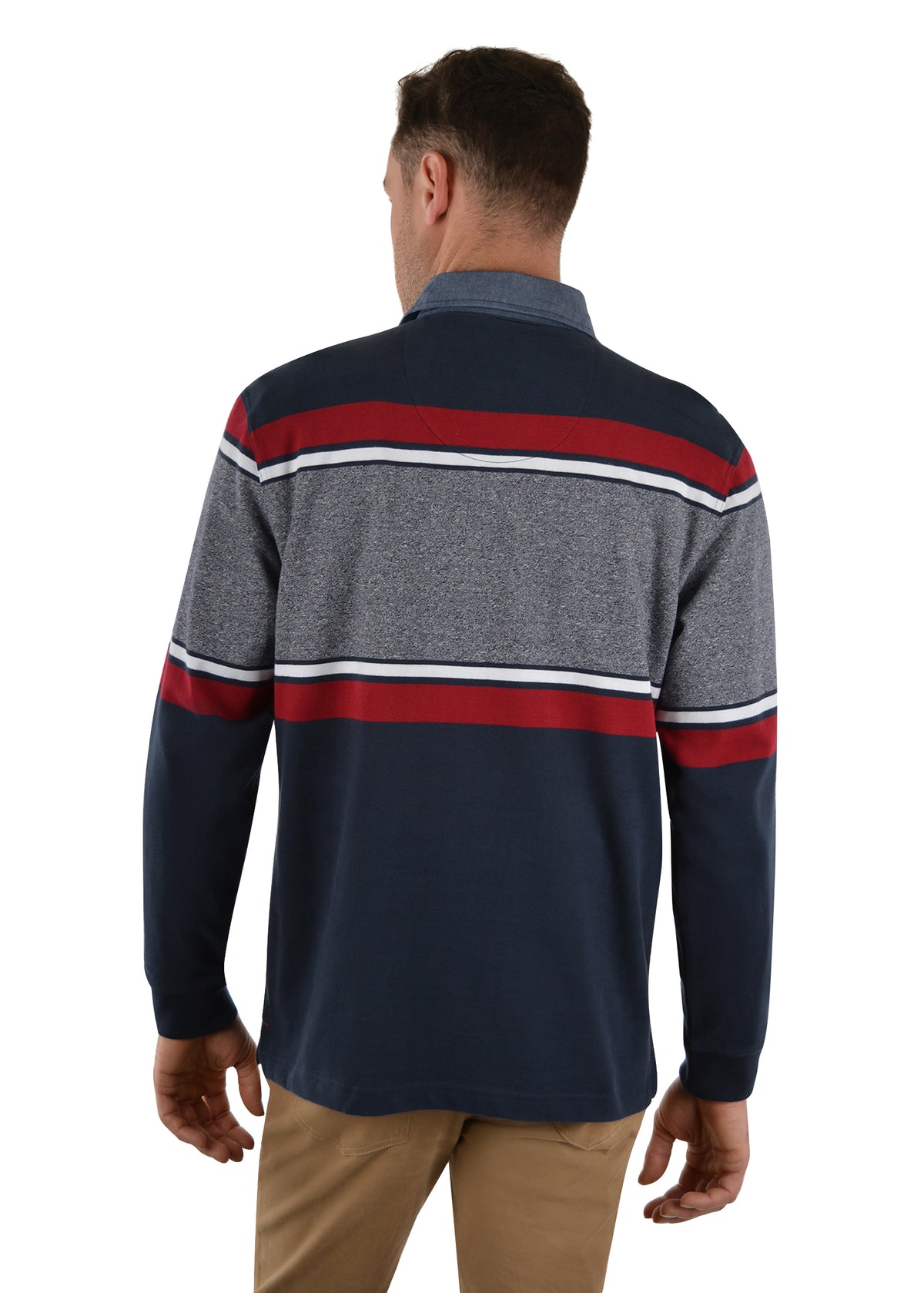 Thomas Cook Mens Clifton Stripe Rugby - Navy/Red
