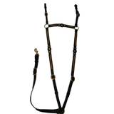 TopRail Equine Leather Show Breastplate - Gold Plait Dark
