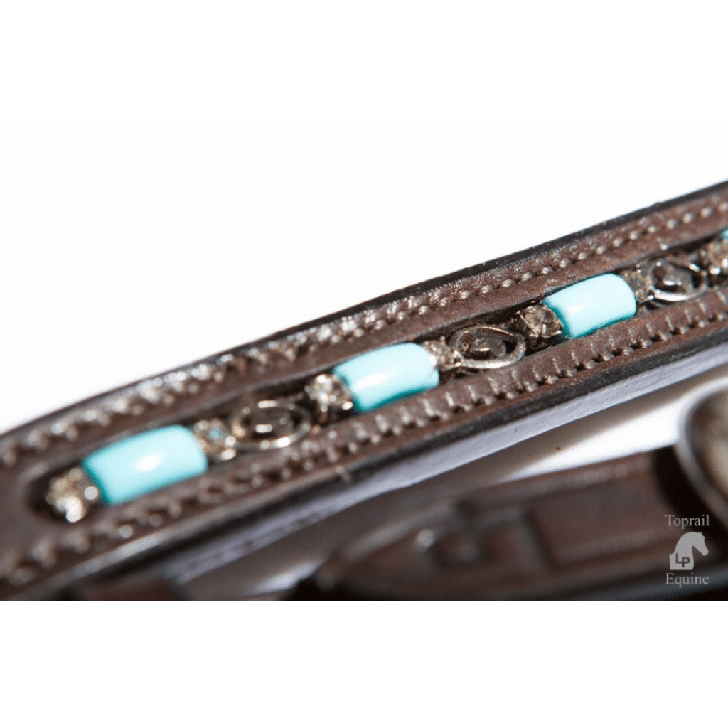 TopRail Equine Leather Breastplate - Turquoise Beading