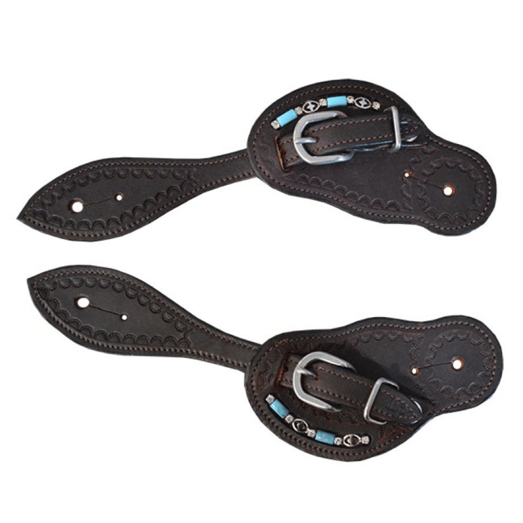 Ladies Shaped Spur Straps with Turquoise beads