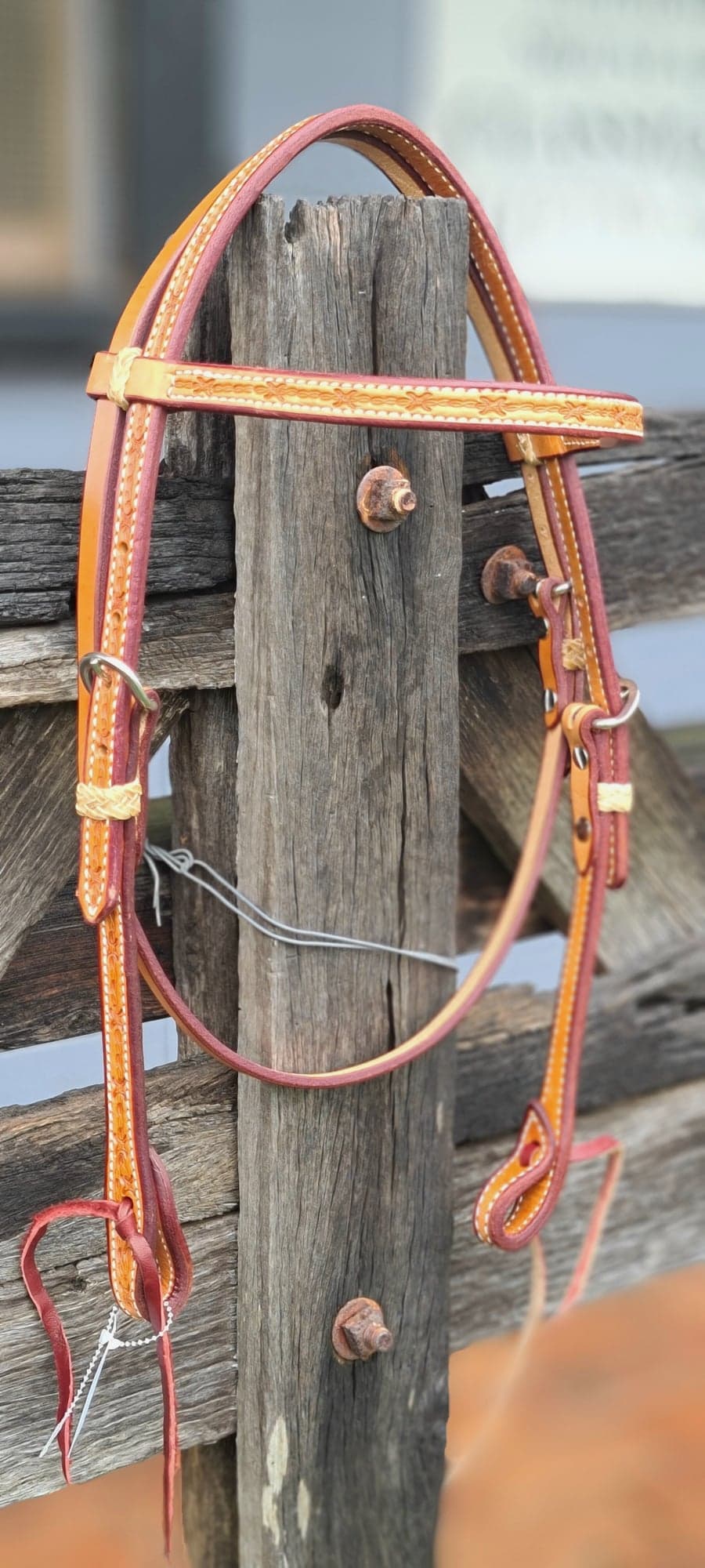 Toprail Equine Headstall Barbwire Browband - Natural