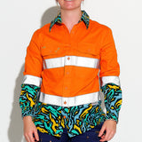 TradeMutt Womens Spun Out Hi Vis Day/Night Workshirt - Orange