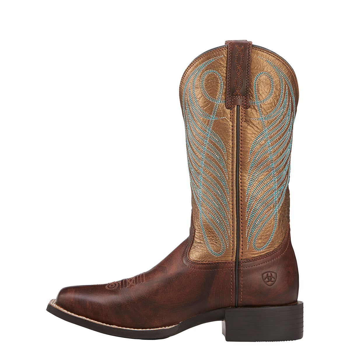 Ariat Womens Round Up Wide Square Toe - Yukon Brown/Bronze