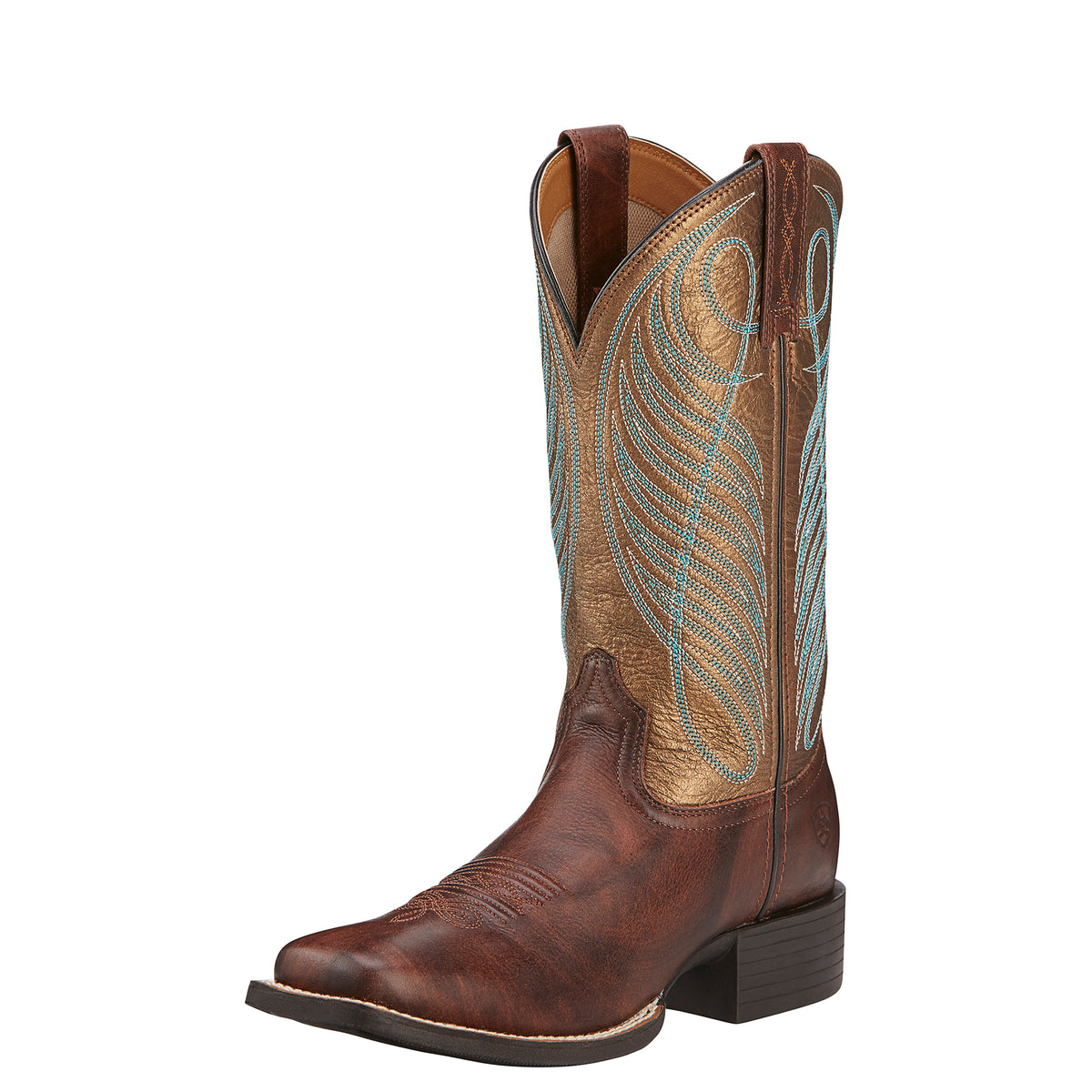 Ariat Womens Round Up Wide Square Toe - Yukon Brown/Bronze