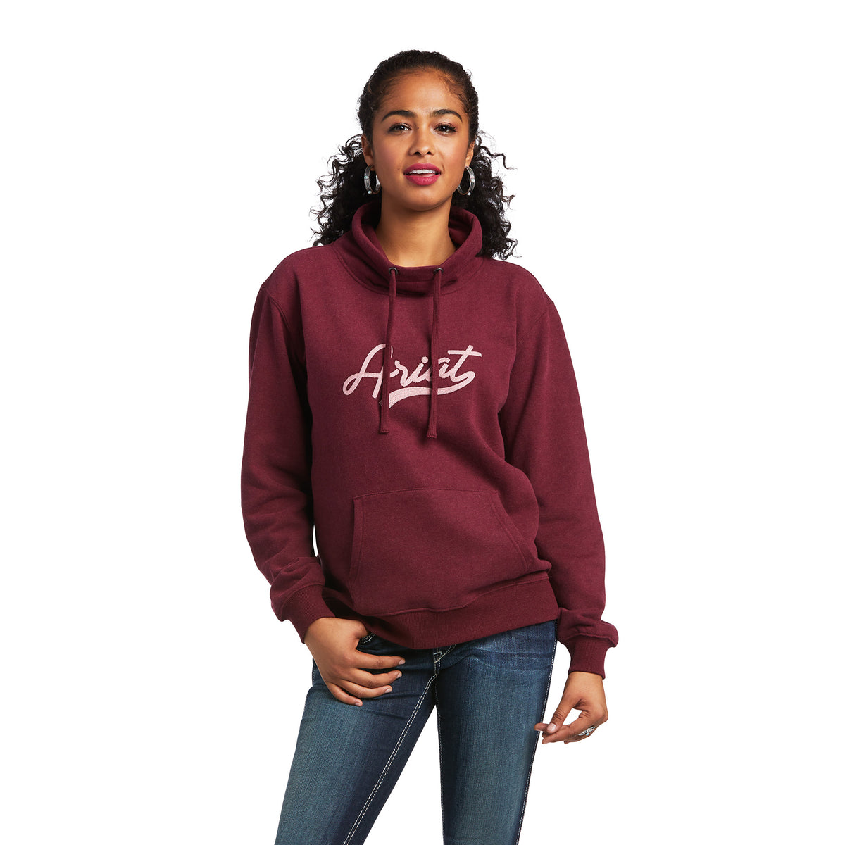 Ariat Womens Real Logo High Neck Sweatshirt - Heather Zinfandel