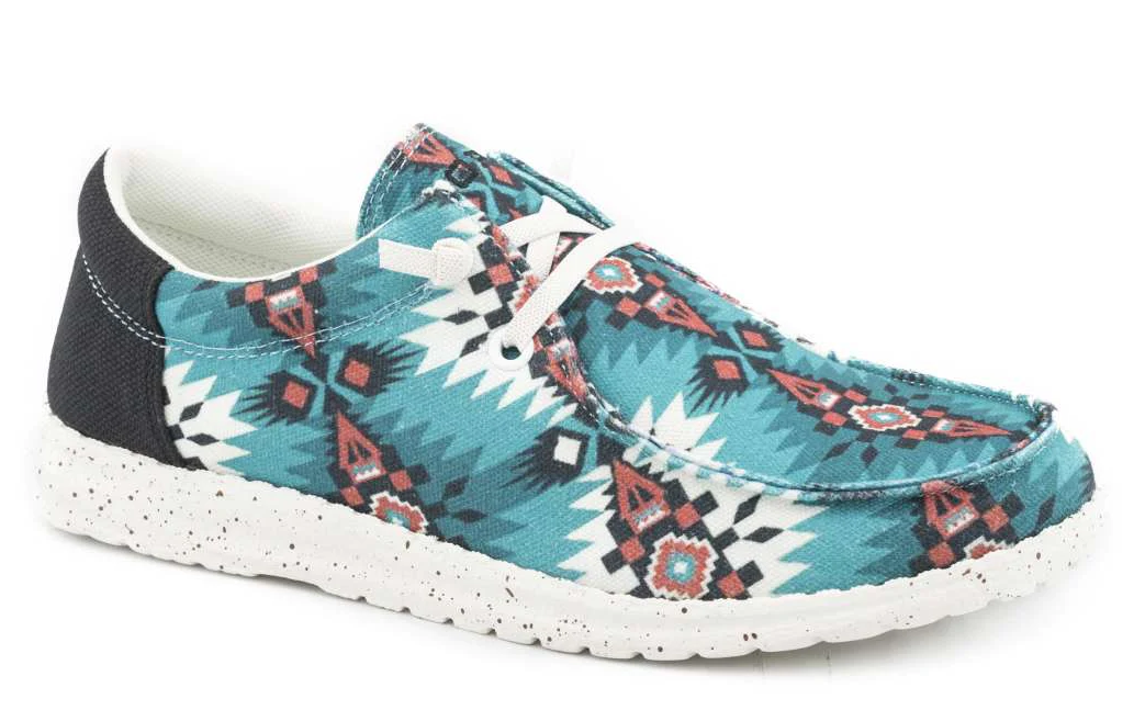 Roper Womens Hang Loose - Turquoise Aztec Canvas