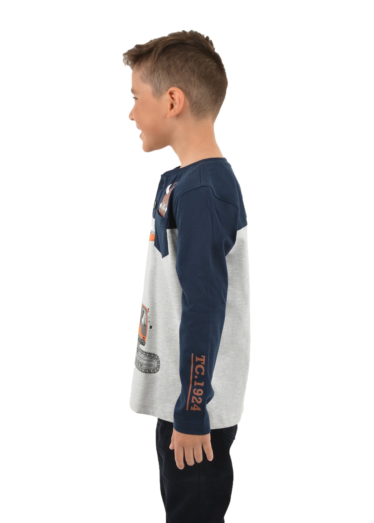 Thomas Cook Boys High In The Sky Henley Tee - Navy/White Marle