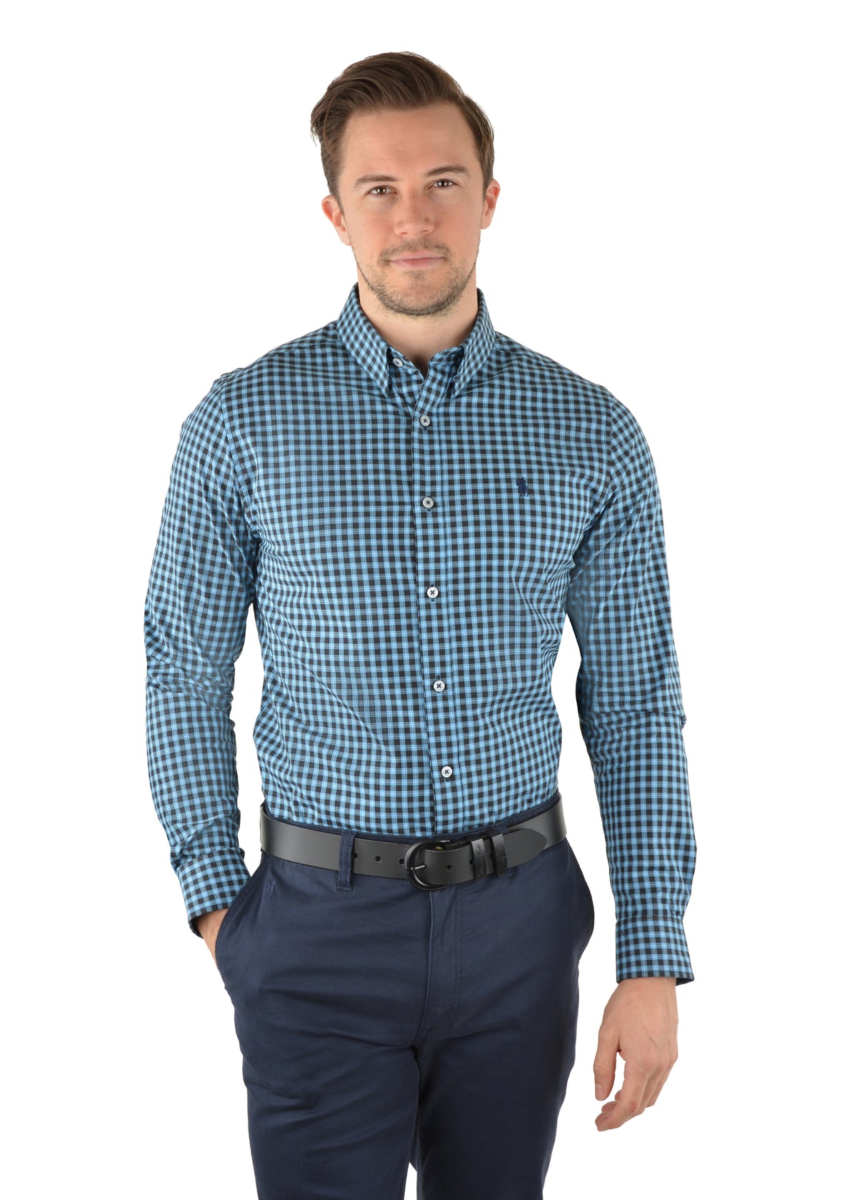 Thomas Cook Mens Norton Check Tailored Shirt - Black/Blue